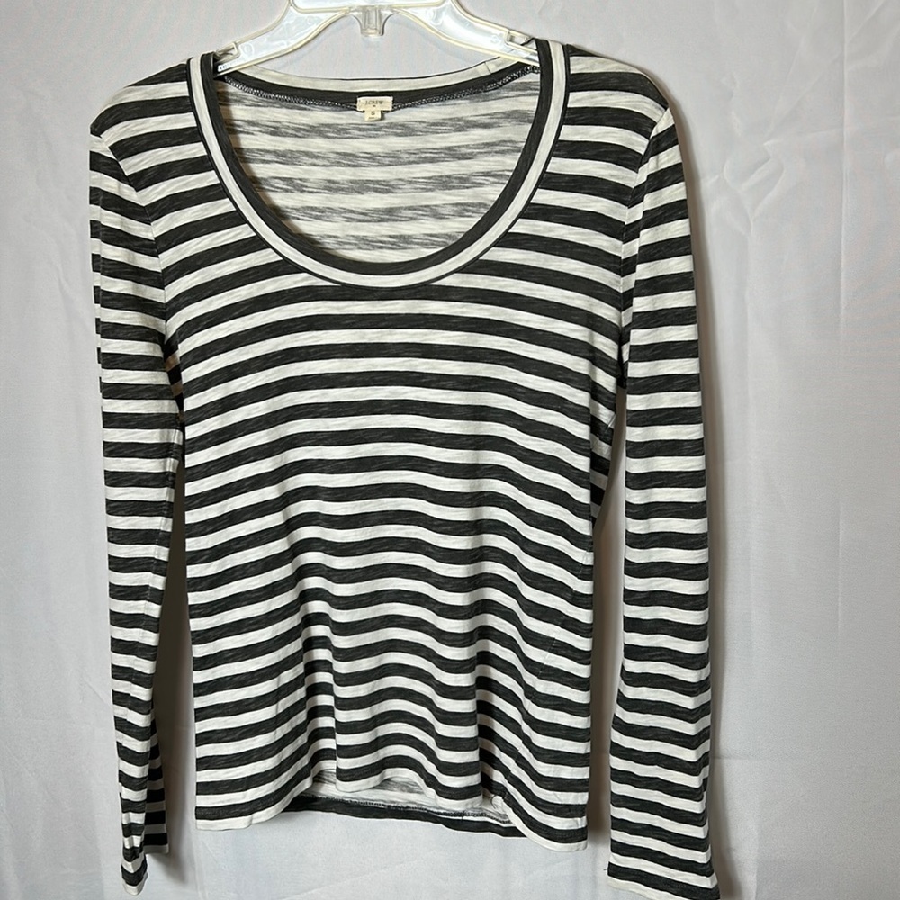 J.Crew Long Sleeve Gray & White Shirt Like New Size Small